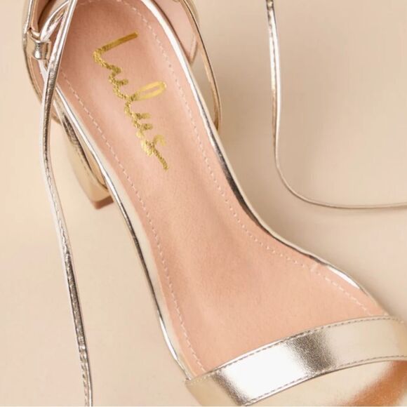 Lulu’s Elegant Gold Strappy Heels - Picture 3 of 9